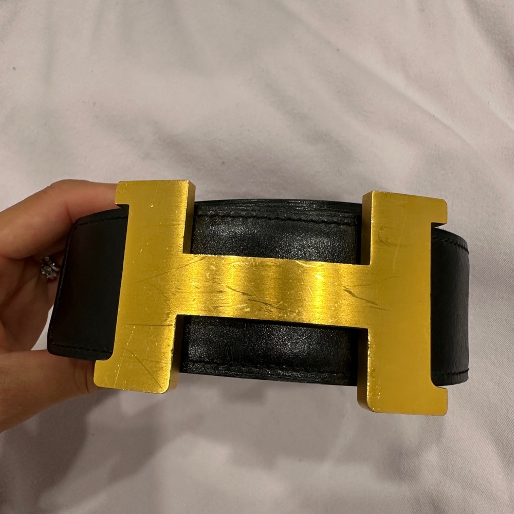 Vintage Men’s Hermes Gold H & Black/Brown Reversible Belt